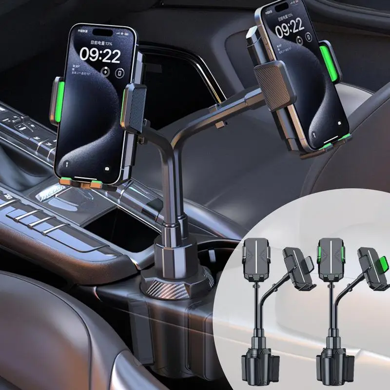 Image of Universeller 2-in-1-Auto-Getränkehalter und Handyhalterung mit 360-Grad-Drehung und Teleskopklemme