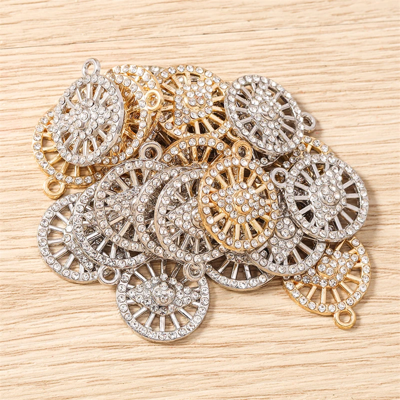 

10pcs 19x22mm Cute Crystal Alloy Eye Round Charms Pendants for Jewelry Making Drop Earrings Necklaces Bracelets DIY Crafts Gifts