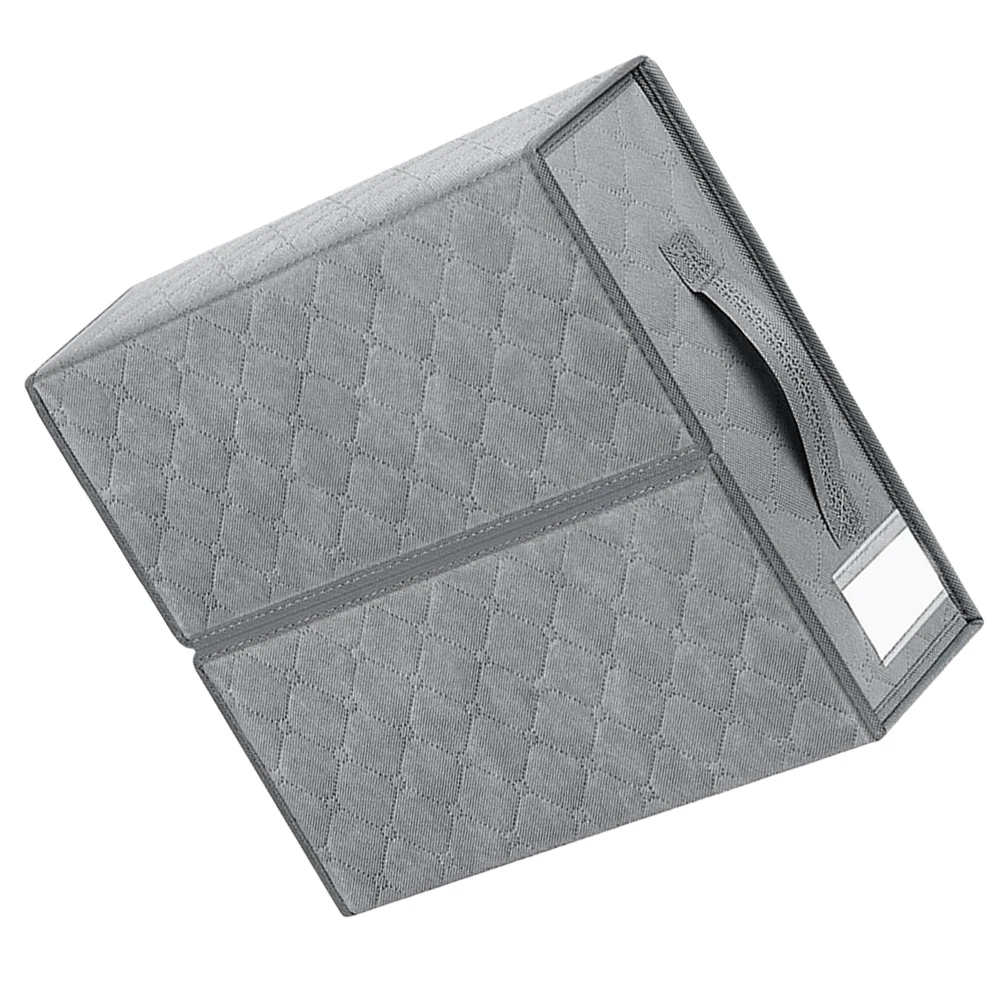 

Dustproof Storage Box Bed Sheet Organizer Collapsible Grey Clothes Bins Stackable Folding Container Zipper Handle Saving Space