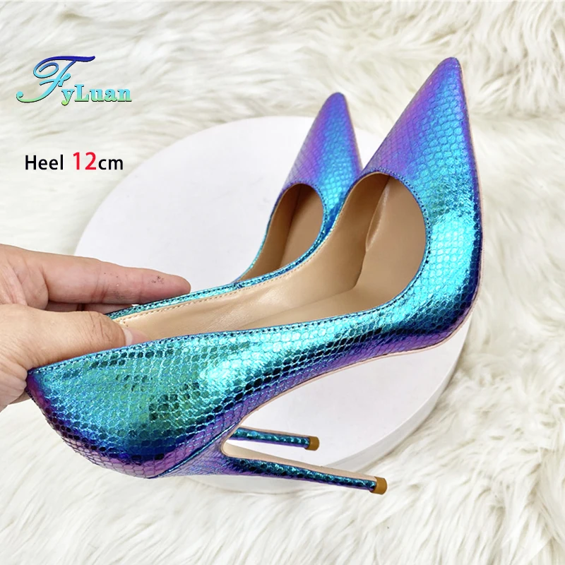 Eleganckie damskie czółenka w kolorze marzeń, płytkie, holograficzne szpilki, pojedyncze buty, damskie buty na wieczorne przyjęcie, wysokie obcasy 8 cm, 10 cm, 12 cm