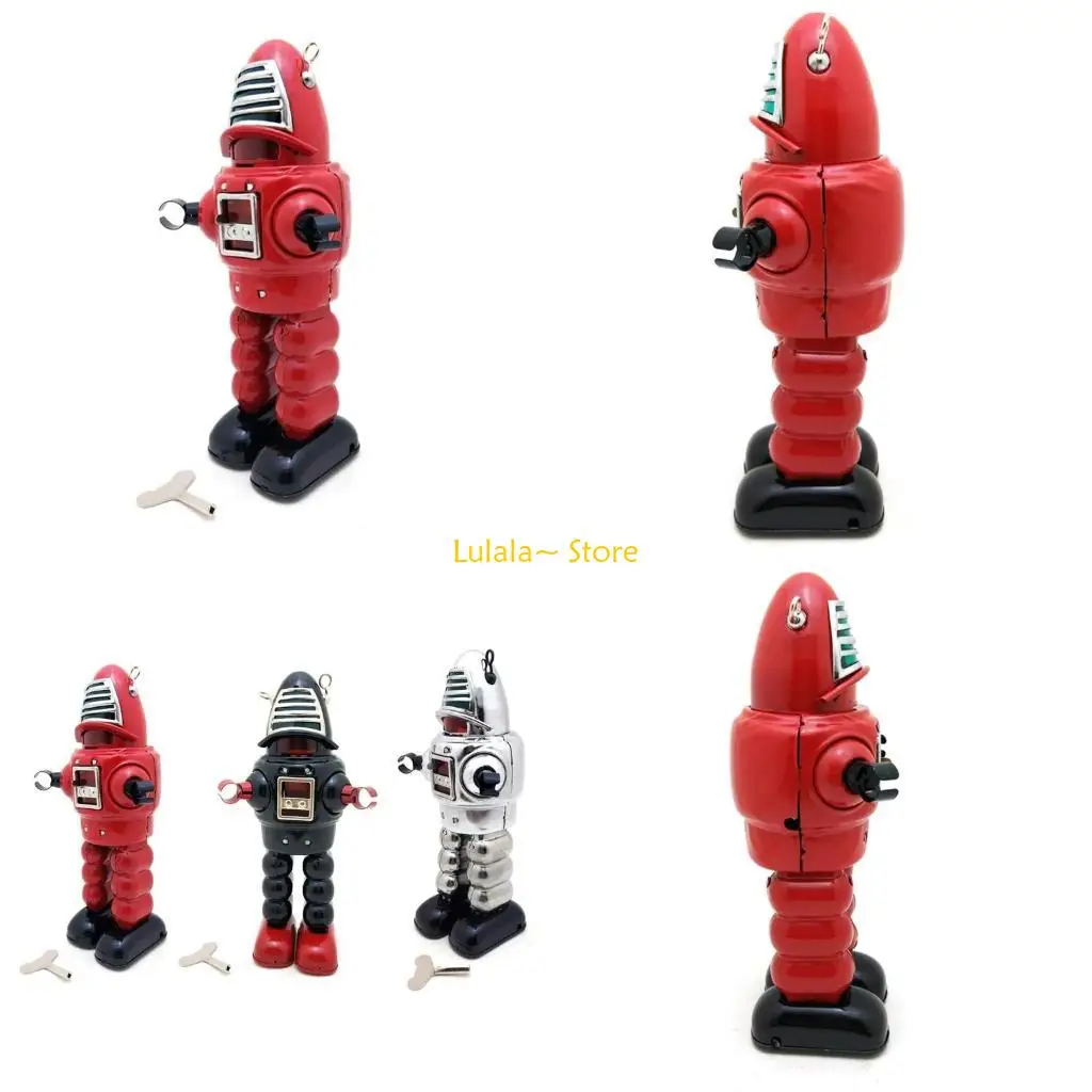 Y4QA 봄 로봇 시계 장난감 책상 Decors 바람 장난감 Tinplate 로봇 대화 형 테이블 장난감 성인 침실 가구 모델