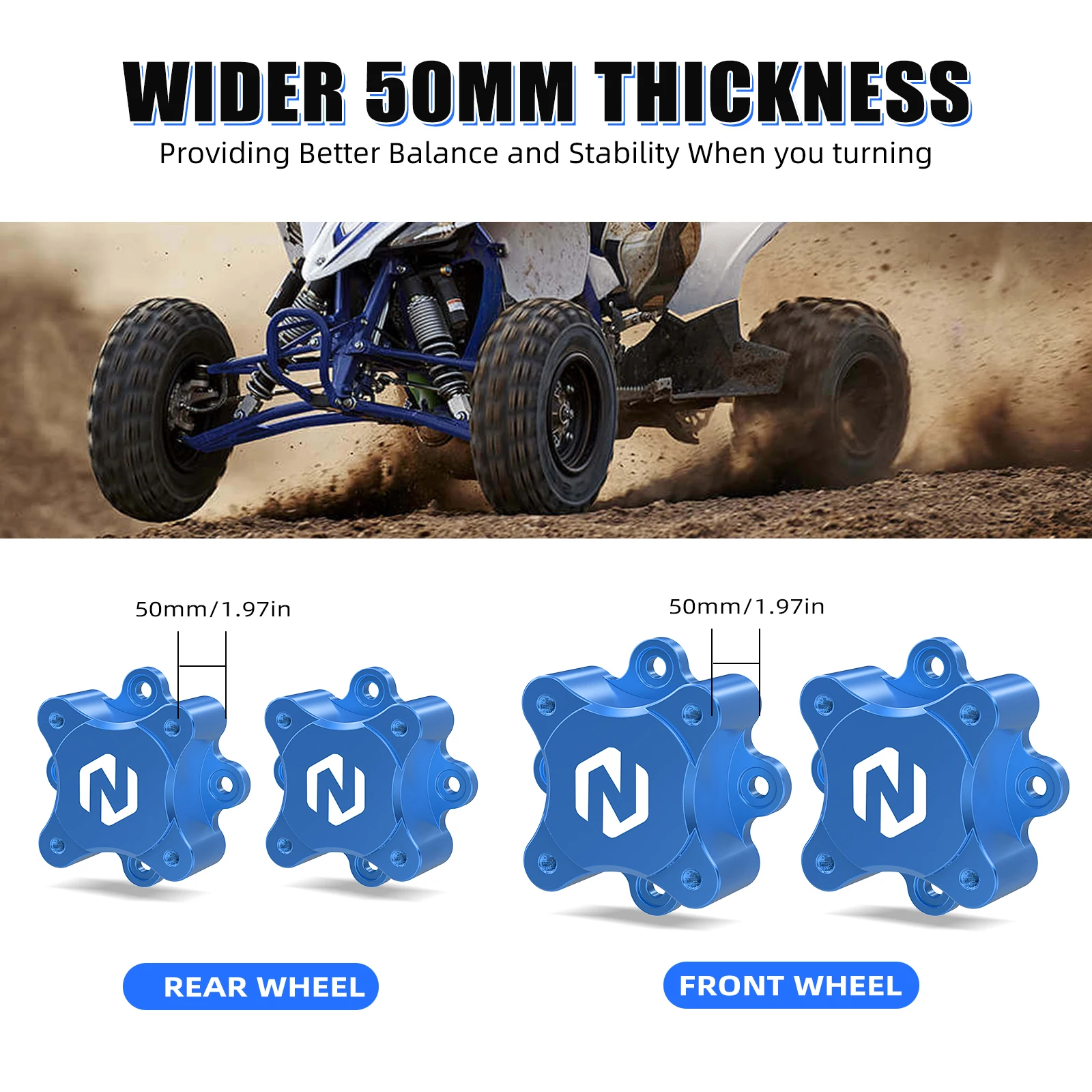 NICECNC +1,5 Zentrierabstandshalter für Vorder- und Hinterradnaben für Yamaha Raptor 660 700 700R YFZ450 RSE 2006-2026 Aluminium ATV Zubehör – Detail 13