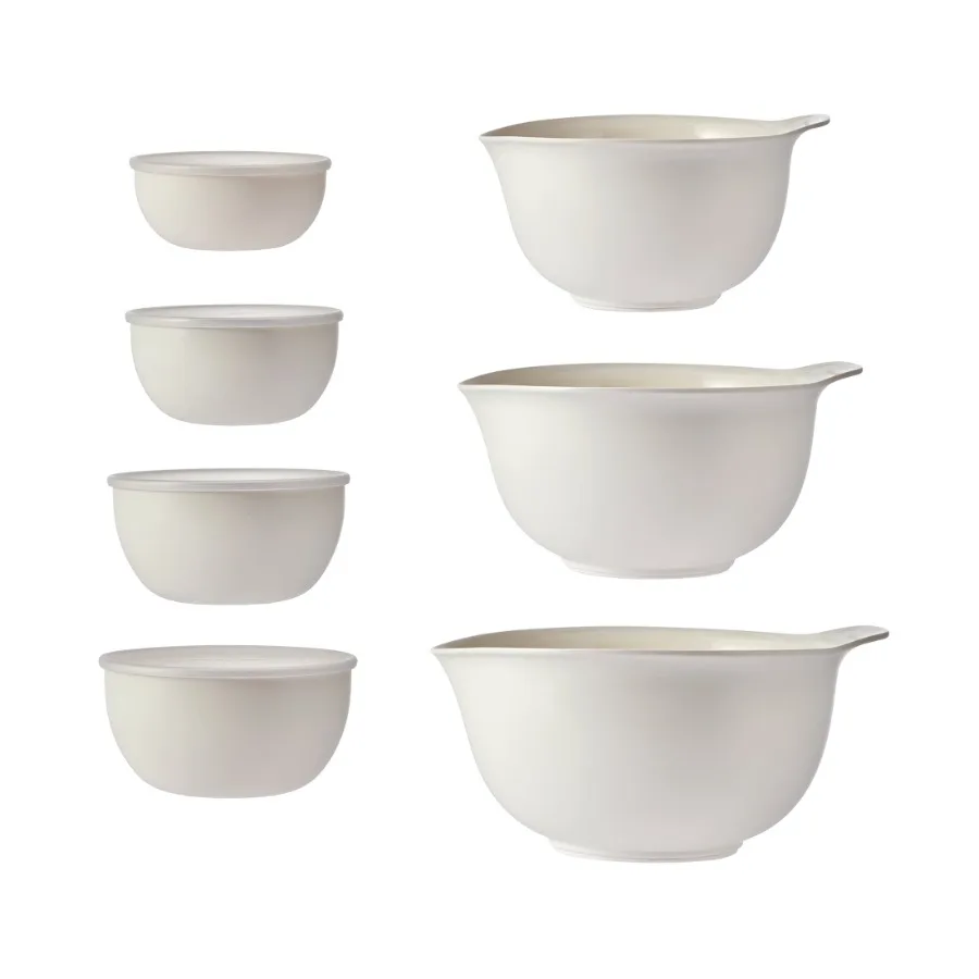 

7-Piece Plastic Nesting Mixing Bowl Set and Prep Bowls with Lids Porcelain