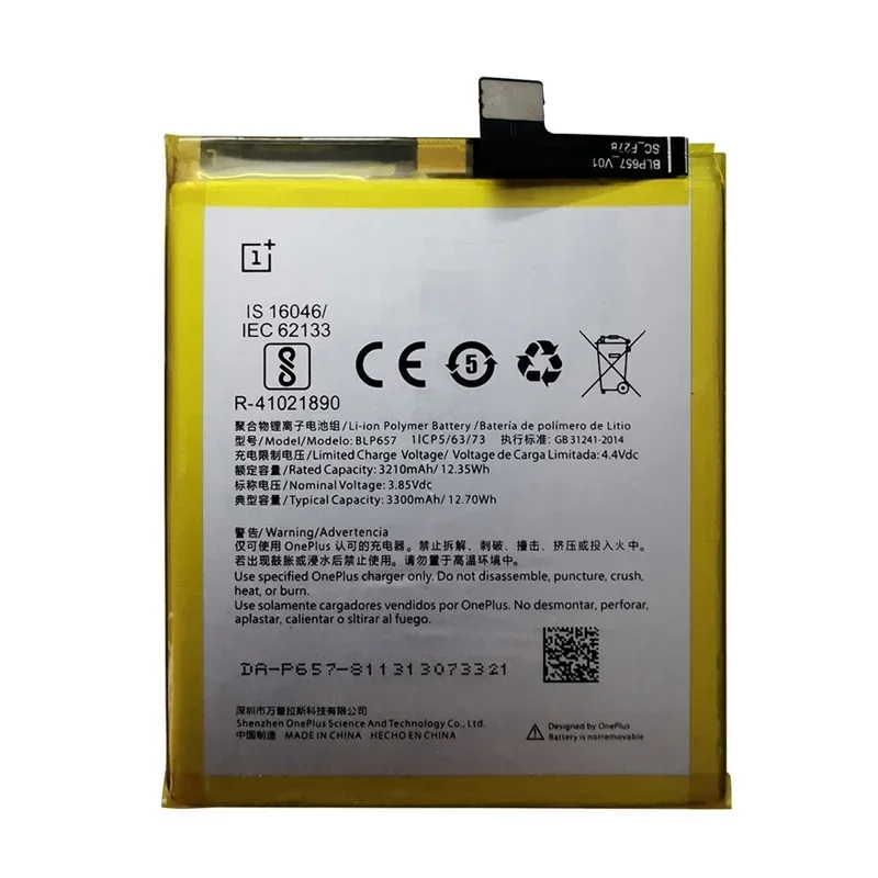 Original Replacement Phone Battery BLP657 3300mAh For OnePlus 6 A6001 High Quality Replacement Li-ion Batteries Free Tools