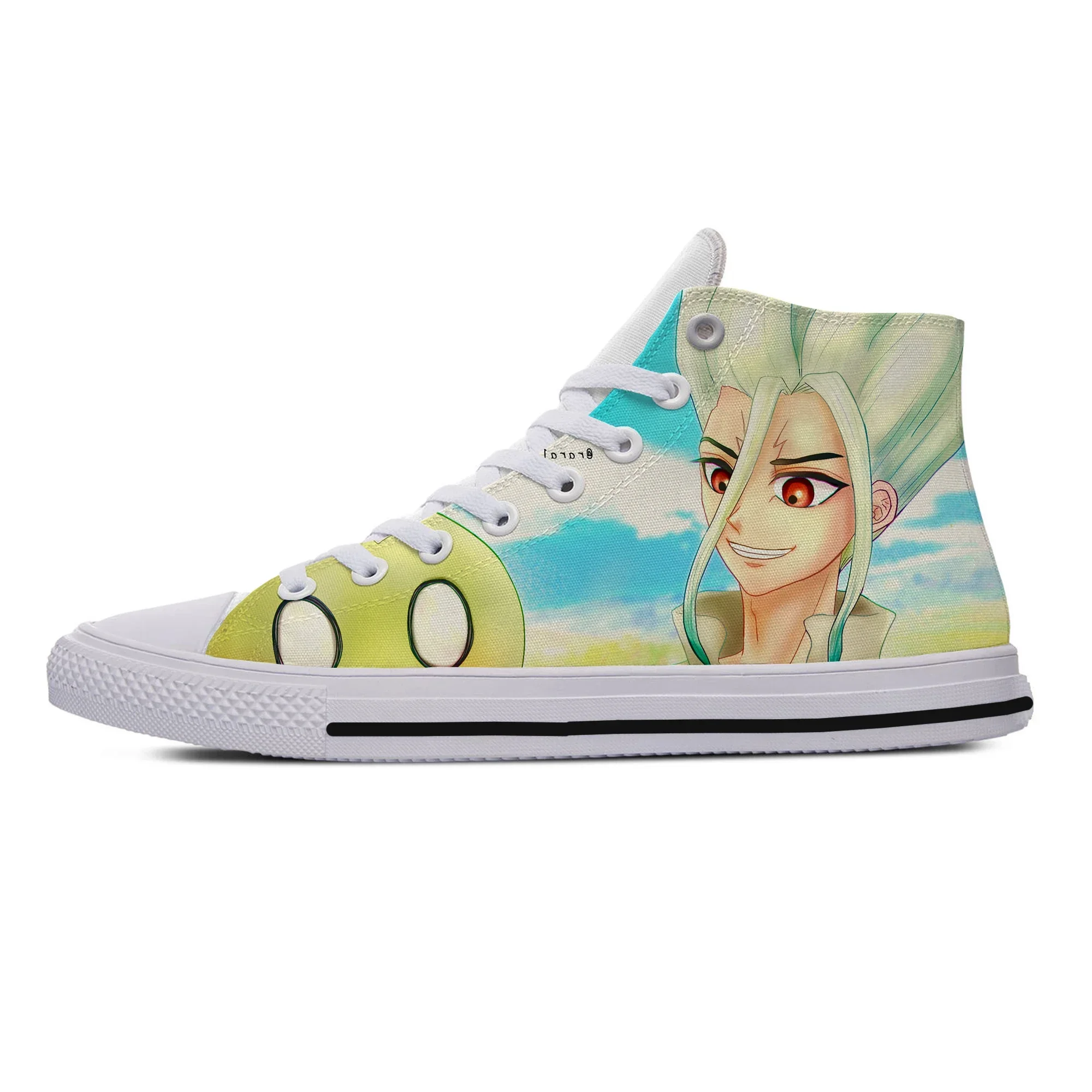 

Hot Cool Women Men Anime Dr. Stone Lshigami Senku Casual Shoes Fashion Comfortable Canvas Shoes High Help Classic Board Shoes