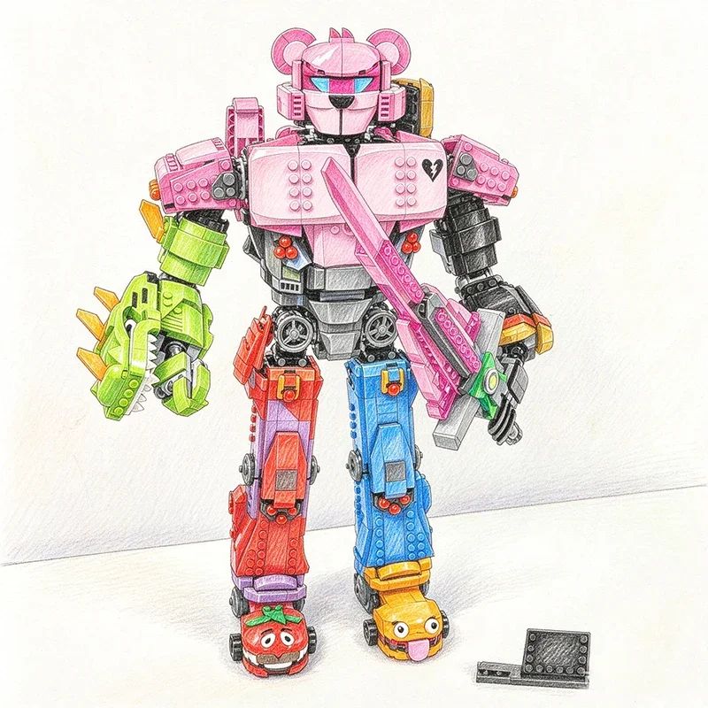 2503PCS Creative Colorful Mecha Team Leader Building Blocks Robot Model Assemble Bricks Toy Gift For Adult Teenagers