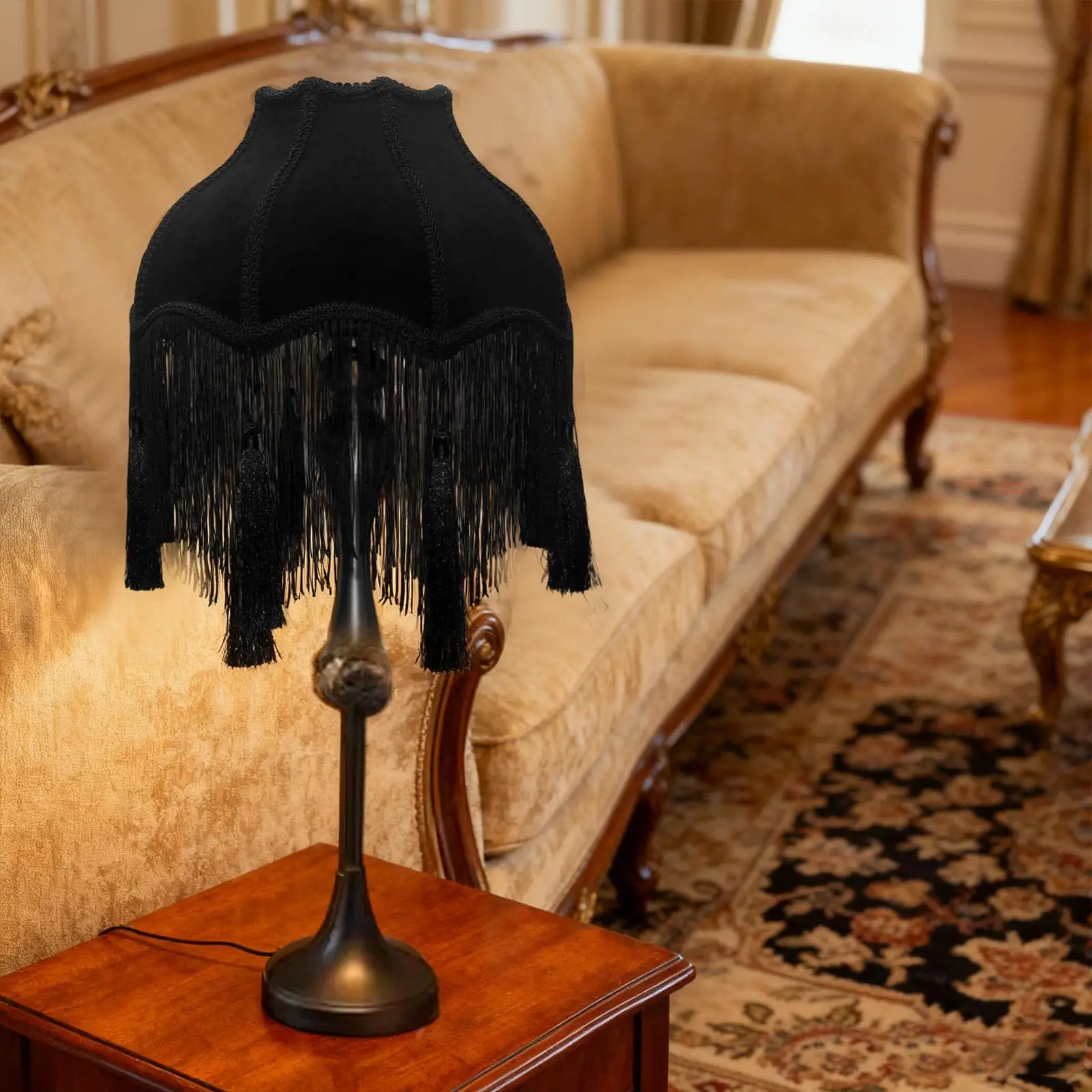 

Velvet Lampshade Bell Shape Lighting Accessories E27 Victorian Classic Tassel Lamp Cover for lamps Office Home Room Hotel Decor