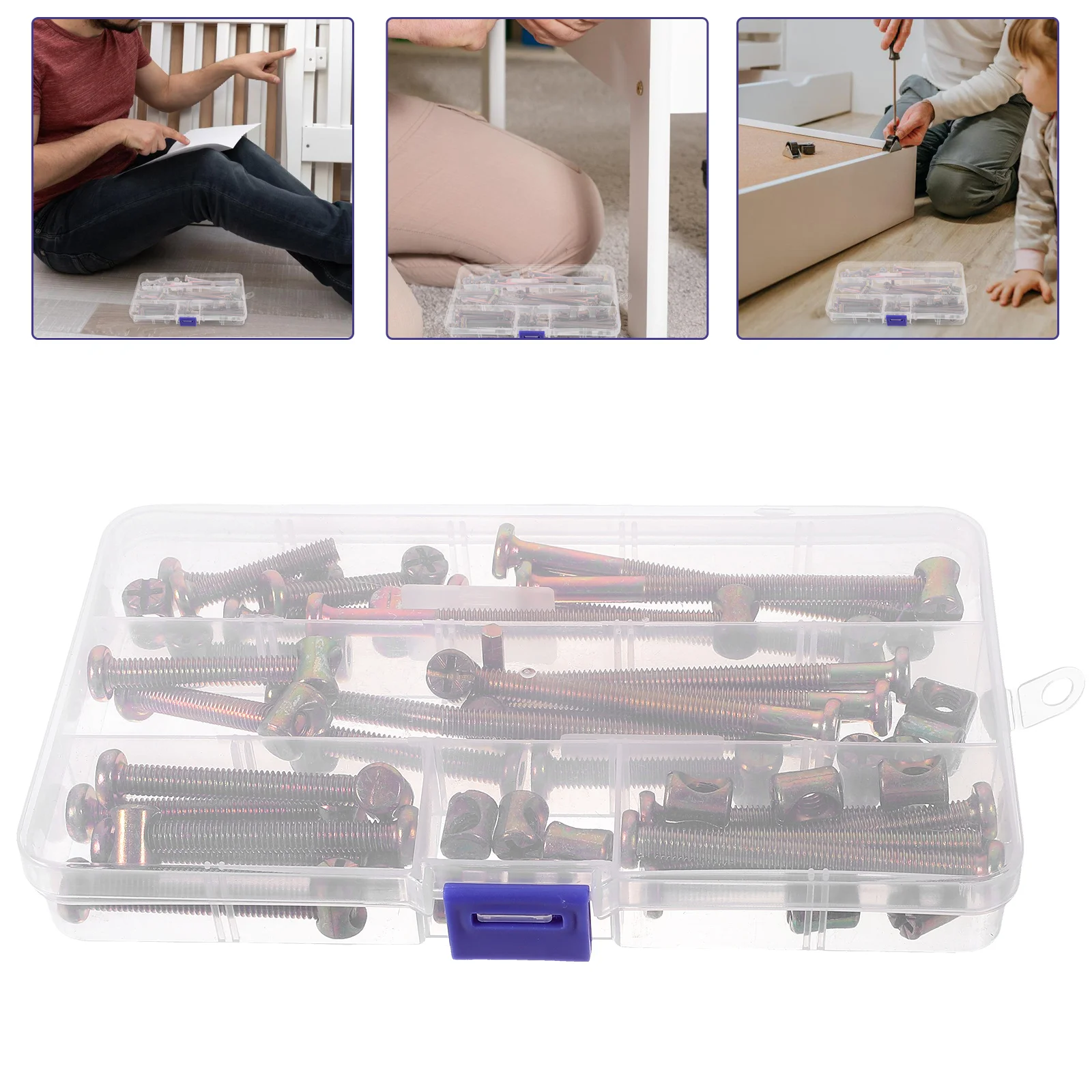 

1 Box Carbon Steel Bolts Nuts Assortment Kit For Wooden Bed Crib Replacement Heavy Duty Screws Set Box