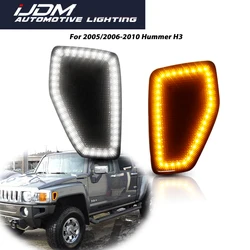 For 2005/2006-2010 Hummer H3, For 2009-2010 Hummer H3T Dual-color Amber & White LED Car Front Side Marker Turn Signal Lights
