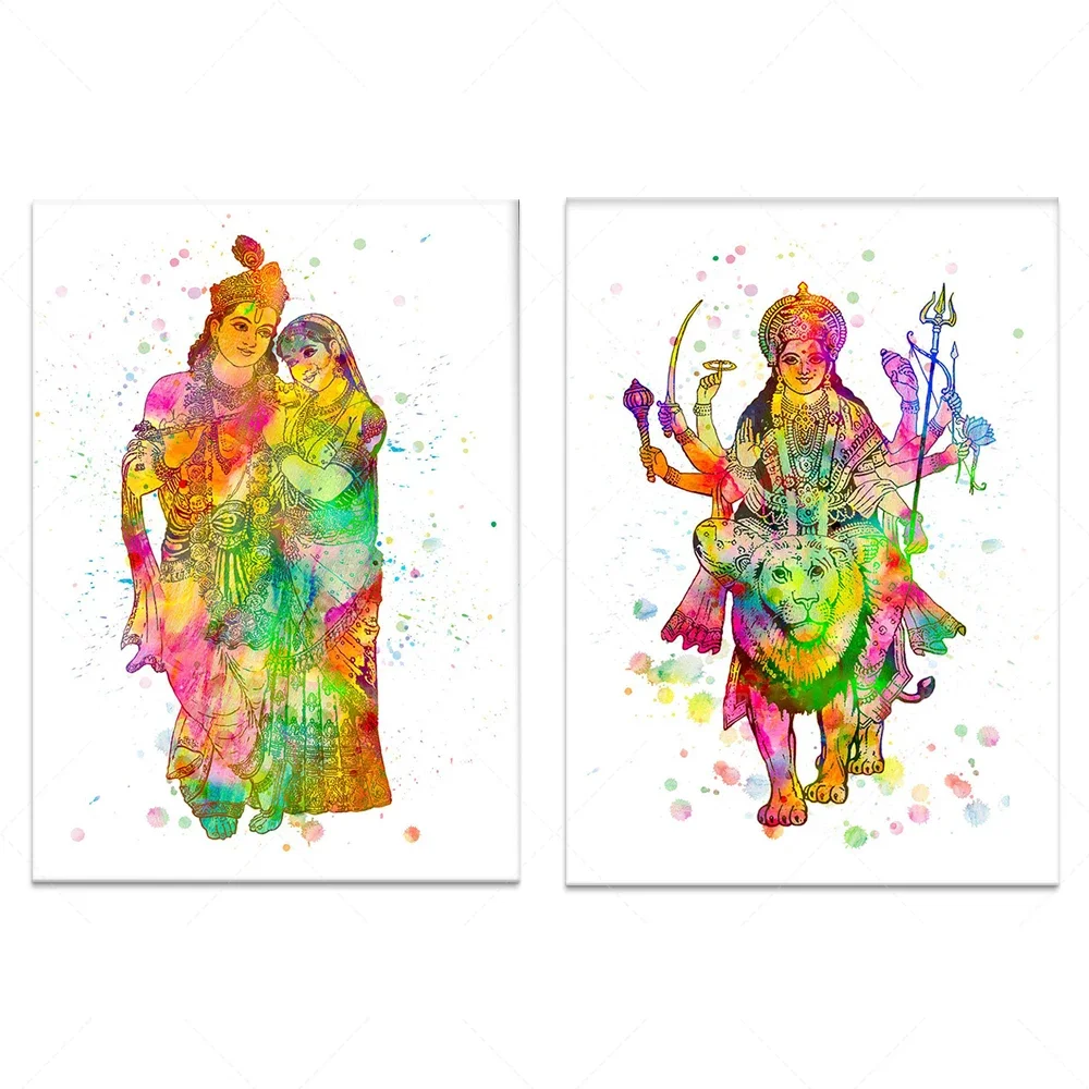 Radha Krishna paintings, Durga paintings, Maadurga prints, Indian art prints, Durga goddess, meditation posters, Hindu gods, yog