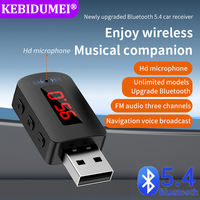 USB Bluetooth 5.4 Receiver Wireless Audio Transmitter USB Adapter with LED Display Hands-free Call Support FM Module For Car