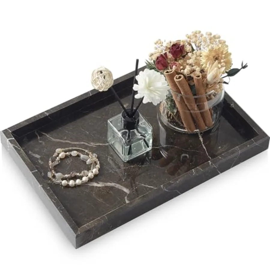 

Marble TrayPure Natural Vanity Tray Marble Tray for Kitchen Counter Non-Ceramic/Non-Resin Stone Trays 12 x 8 inch