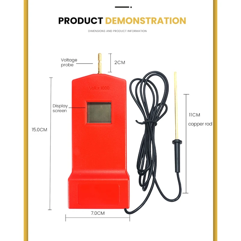 Electric Fence Digital Voltage Tester with LCD Display,Useful Voltage Testing Tool 15KV,Ranch Fence Load Gauge