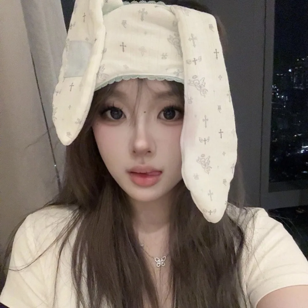 فريدة من نوعها بسط لوب الأذن أرنب عقال الكرتون الحلو الأرانب العين الظل لينة Kawaii أرنب الغمامة تصفيف الشعر التبعي