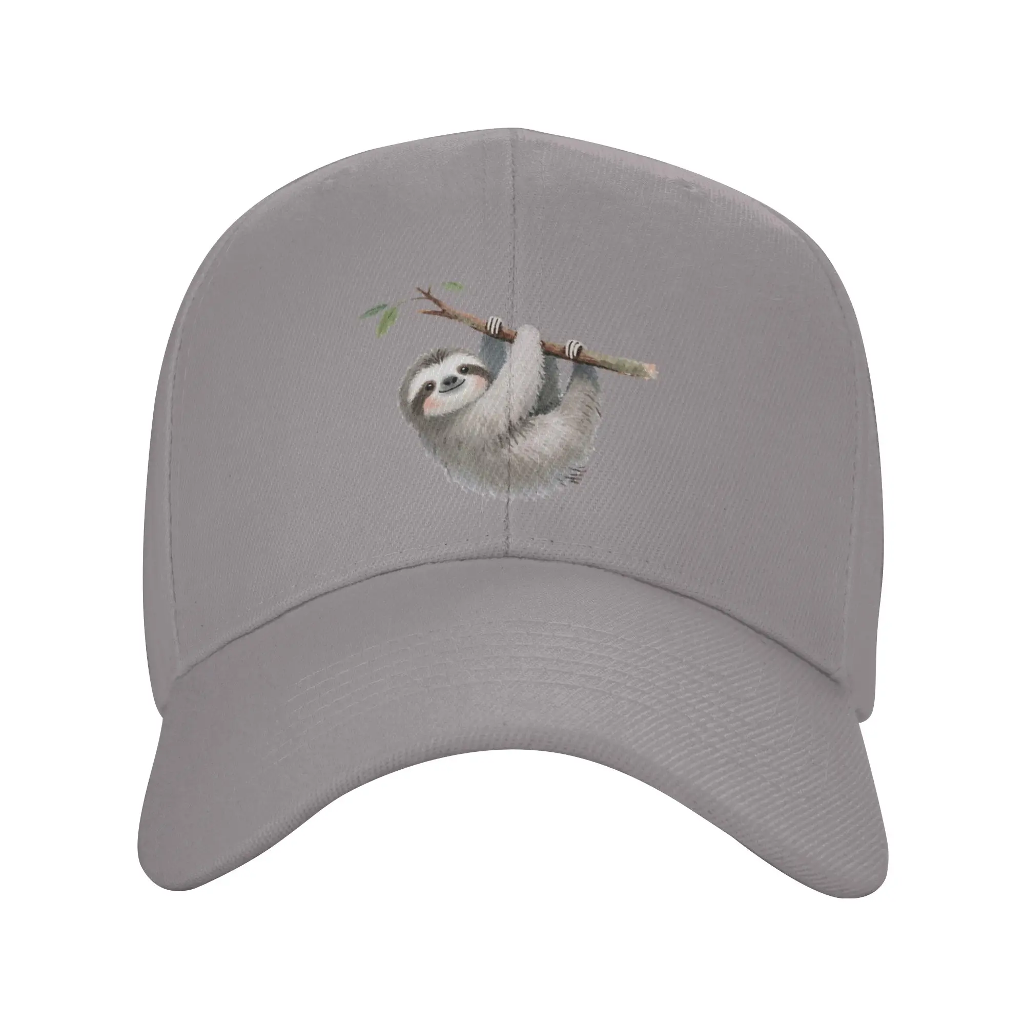 Happy Sloth Hanging on Tree Branch Trendy Baseball Cap Rv Travel Autumn Cap Trucker Cap