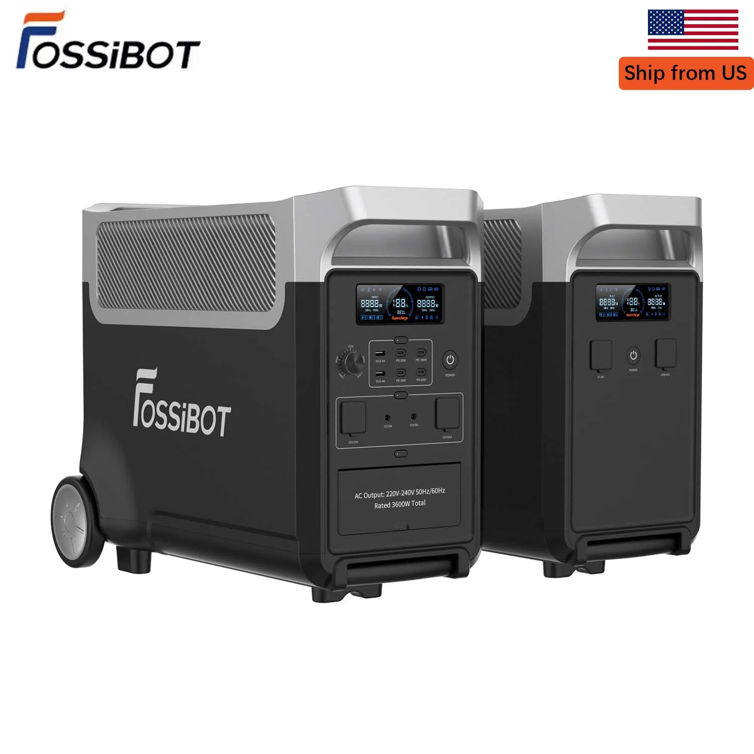 Fossibot F3600 Pro Portable Power Station 3840Wh, Expandable 3.8-11.5 kWh Power Bank LiFePO4 Battery for Camping,Motorhome