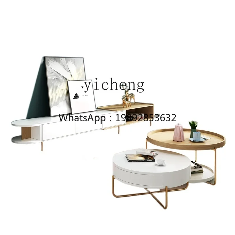 

ZZXL Creative Living Room round Tea Table TV Cabinet Unit Furniture Modern Simple Small Apartment
