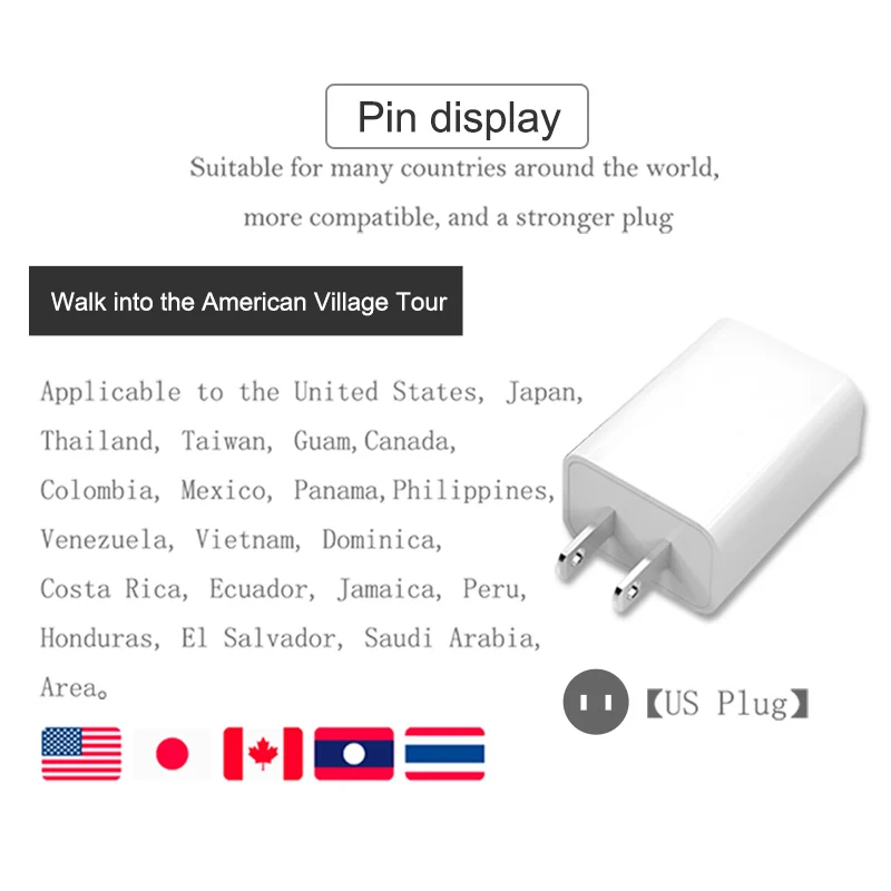 US Adapter 5V2A Fast Charging Conversion Plug One USB Phone Charging Wall Charger Travel In USA Japan Thailand Canada Colombia