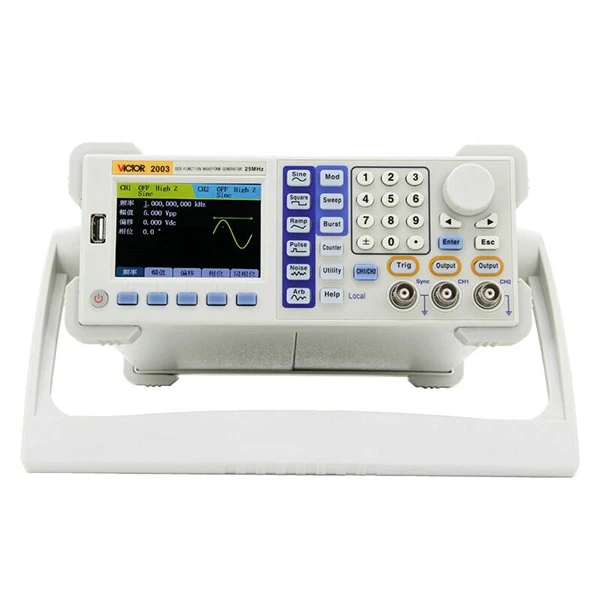 VICTOR 2003A 25MHz DDS 3.5-inch Signal Function Generator Two-Channel Arbitrary Waveform Generator Frequency 13 bits