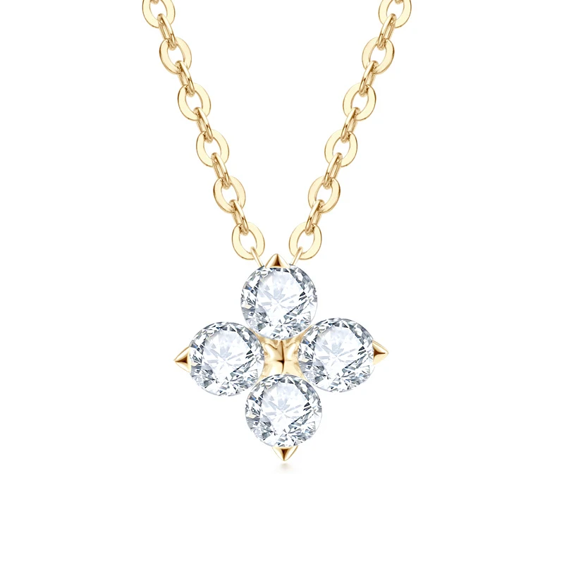 Trendy 0.4cttw Clover Moissanite Pendants Necklaces for Women 925 Sterling Silver Elegant Luxury Diamond Necklace Jewelry Gifts
