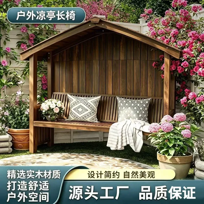 For Outdoor Patio Solid Wood Tables and Chairs Waterproof Sunproof Antiseptic Wooden Terrace Pavilion Courtyard Furniture Set