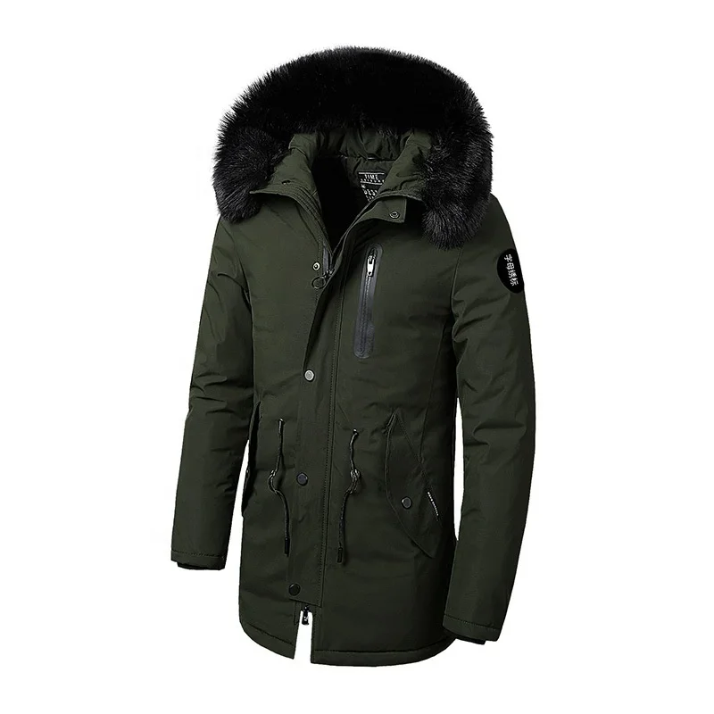 Wholesale fashion polyester Mens Winter Fake fur hoodie padded jacket, hooded padded parka for men