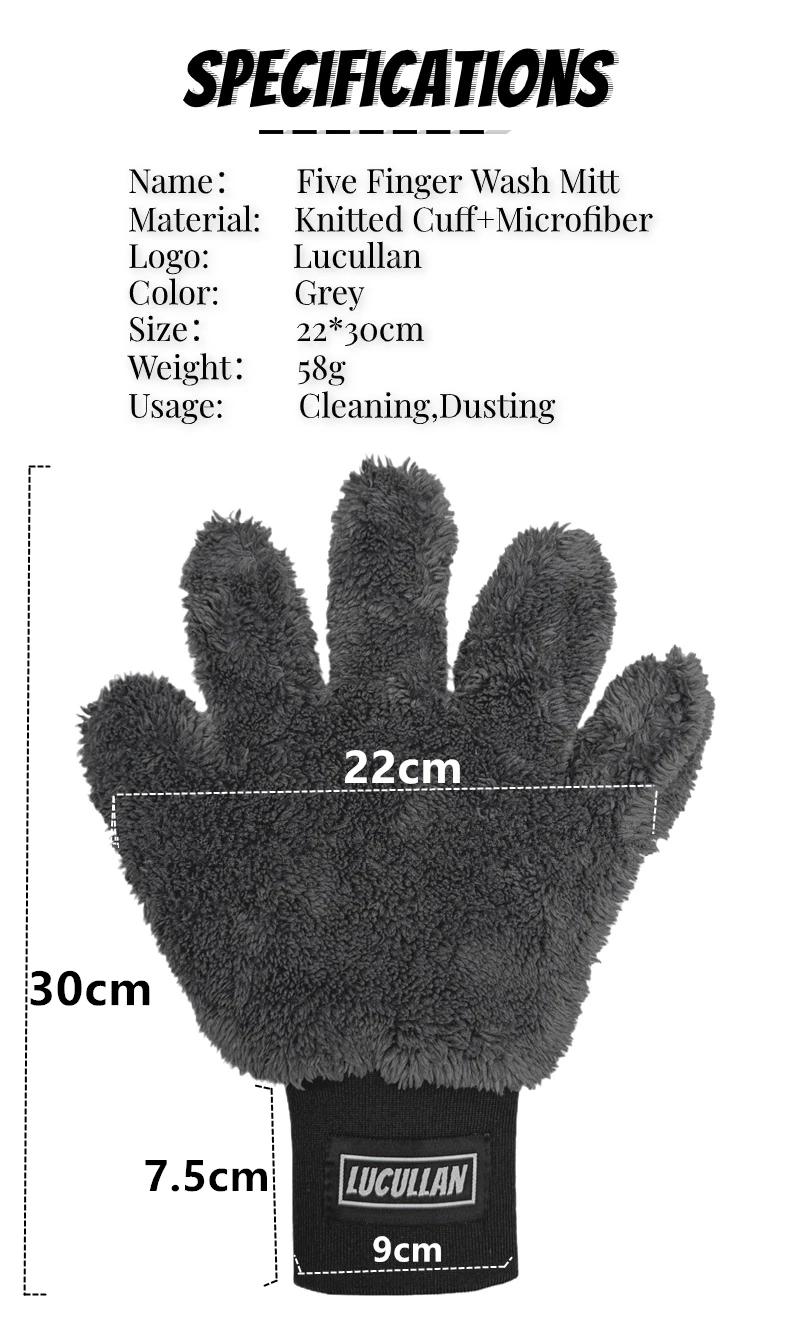 Lucullan Doppelseitiger 5-Finger-Handschuh aus Mikrofaser, superweich, kratzfrei, Flexibilität, entspricht jede Form – Detail 3