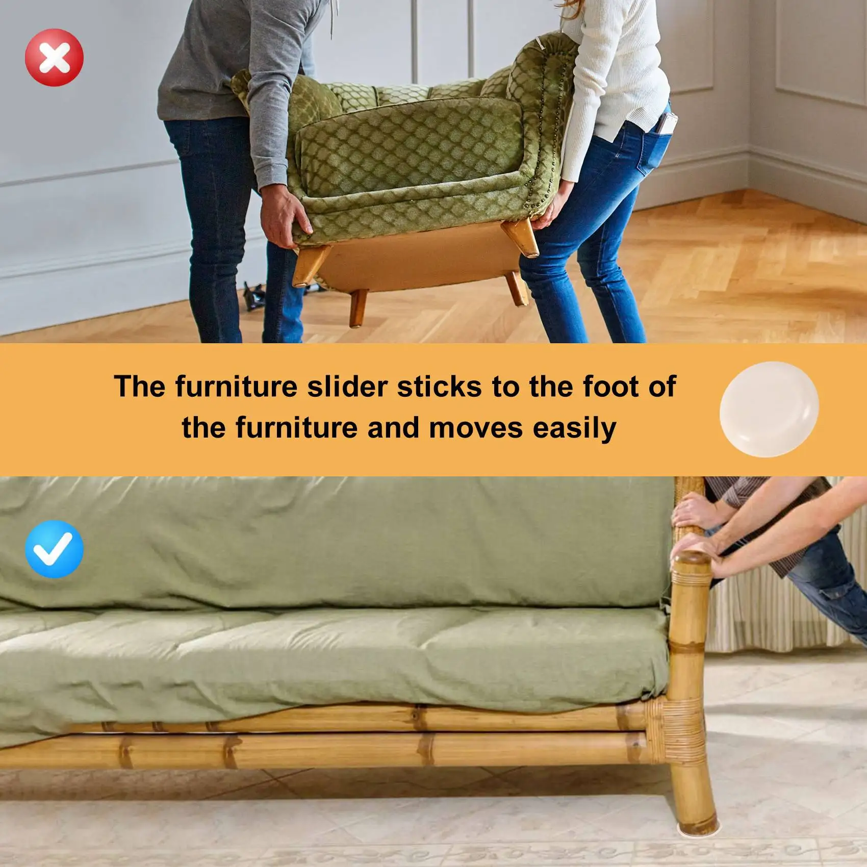AB47-Round Furniture Sliders Reusable Glider Moving Pad For Easily Moving Heavy Furniture On The Floor Carpet Surface