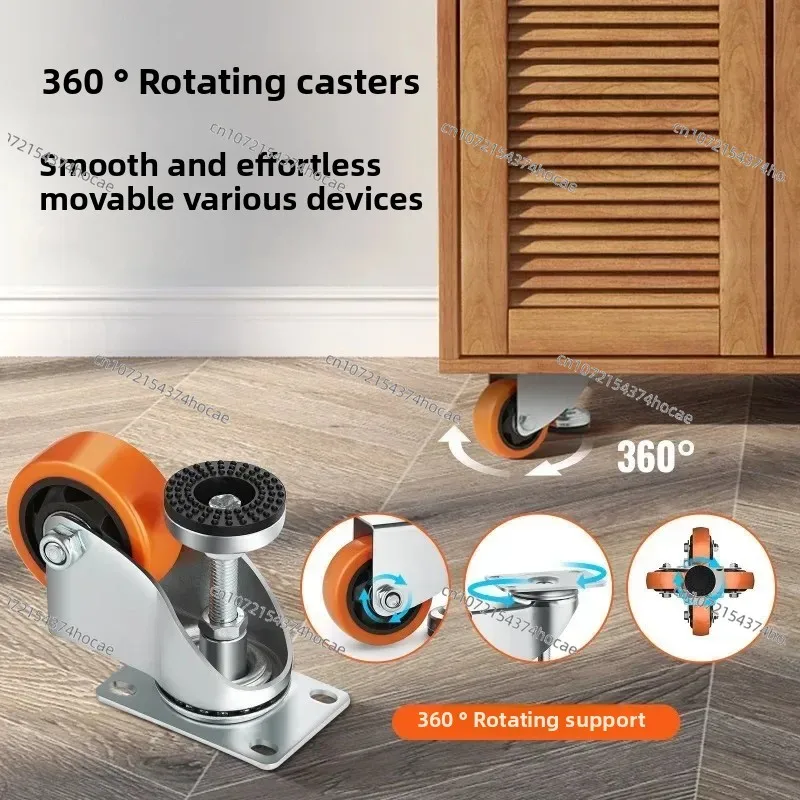 4Pcs Heavy Duty Leveling Casters Swivel Wheels w/Handle Height Adjustable for Workbench