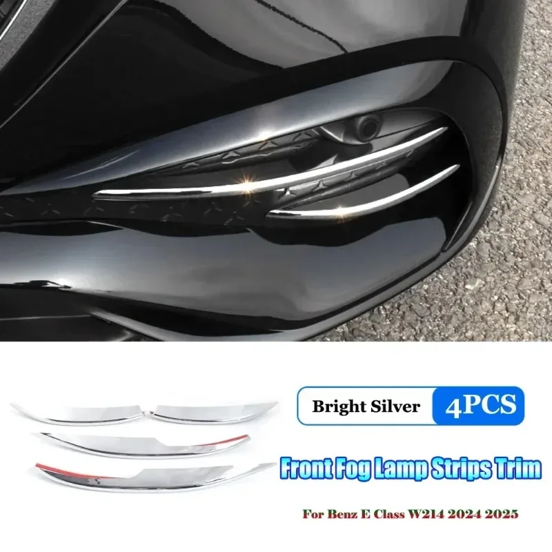 Car Front Bumper Fog Lamp Grill Strips Trim Cover For Mercedes Benz E Class W214 E200 E220 E260 E300 2024-2026 Auto Accessories