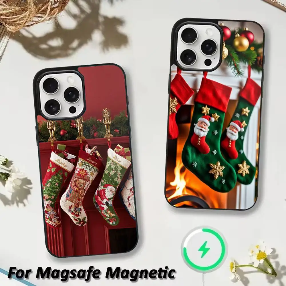 

Merry Christmas stockings Phone Case For iPhone 17,16,15,14,13,12,Plus,Pro,Max For Magsafe Magnetic Wireless Charge