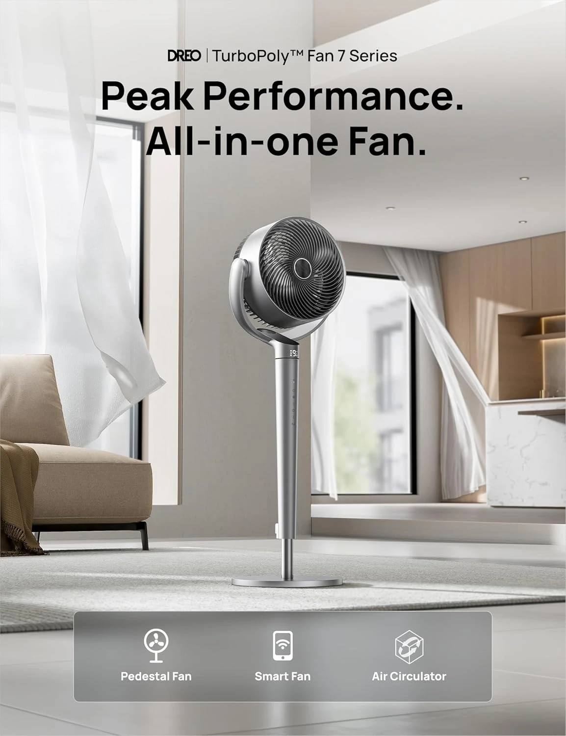 

Oscillating Fan for Bedroom,150°+120° Omni-Directional Quiet Floor Fans with Smart Control, 110ft Pedestal Fan with DC Motor,New