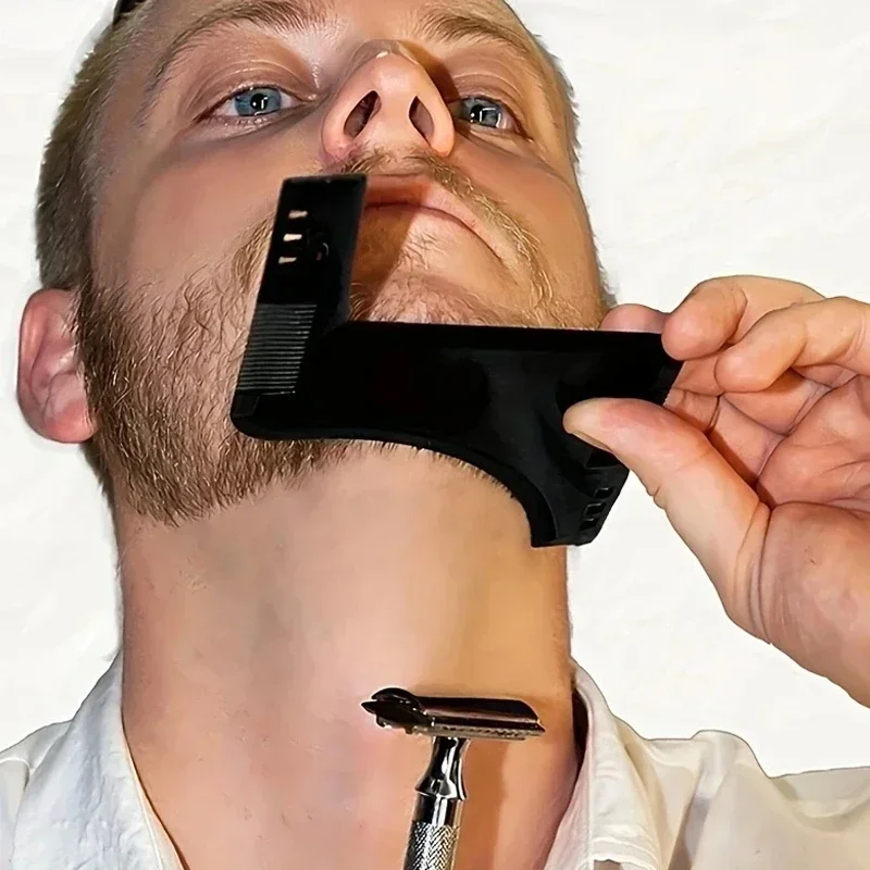 

Men Black Plastic Moustache Moulding Comb Straighten Comb Cutter Beard Style Accessories Anti Detangler Moulding Trimmer Ruler