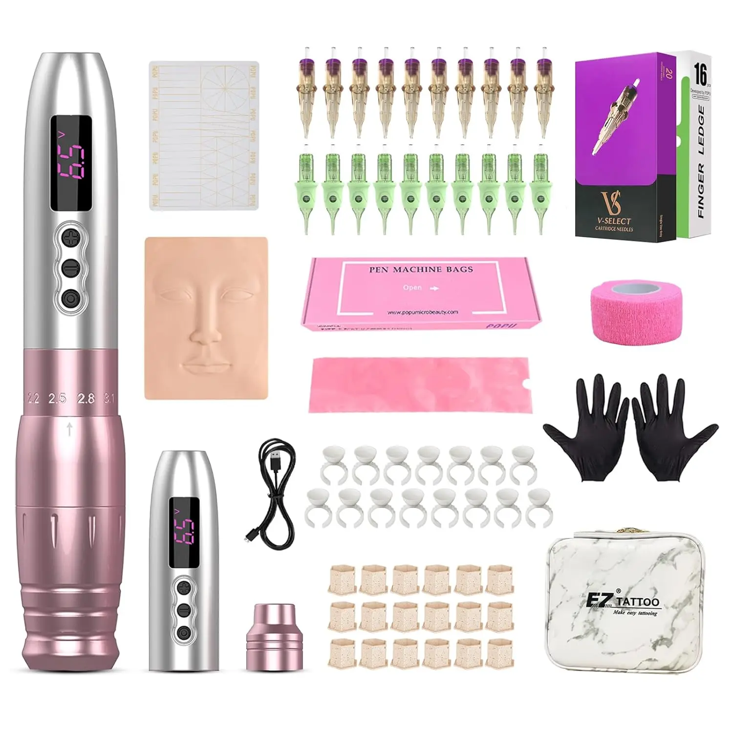 EZ LOLA AIR Pro Wireless Permanent Makeup Tattoo Machine Pen PMU SMP TATTOO 6 Strokes 2.0mm-3.3mm 1000mAh Battery Power Supply