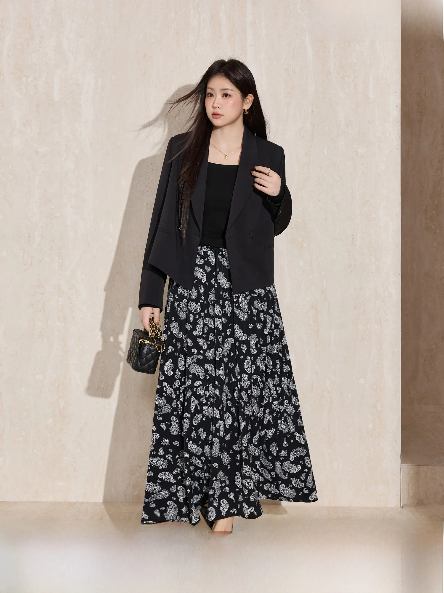 

Синий женский повседневный комплект из юбки и топа больших размеров в винтажном стиле с высокой талией, скрывающий бедра, А-силуэт