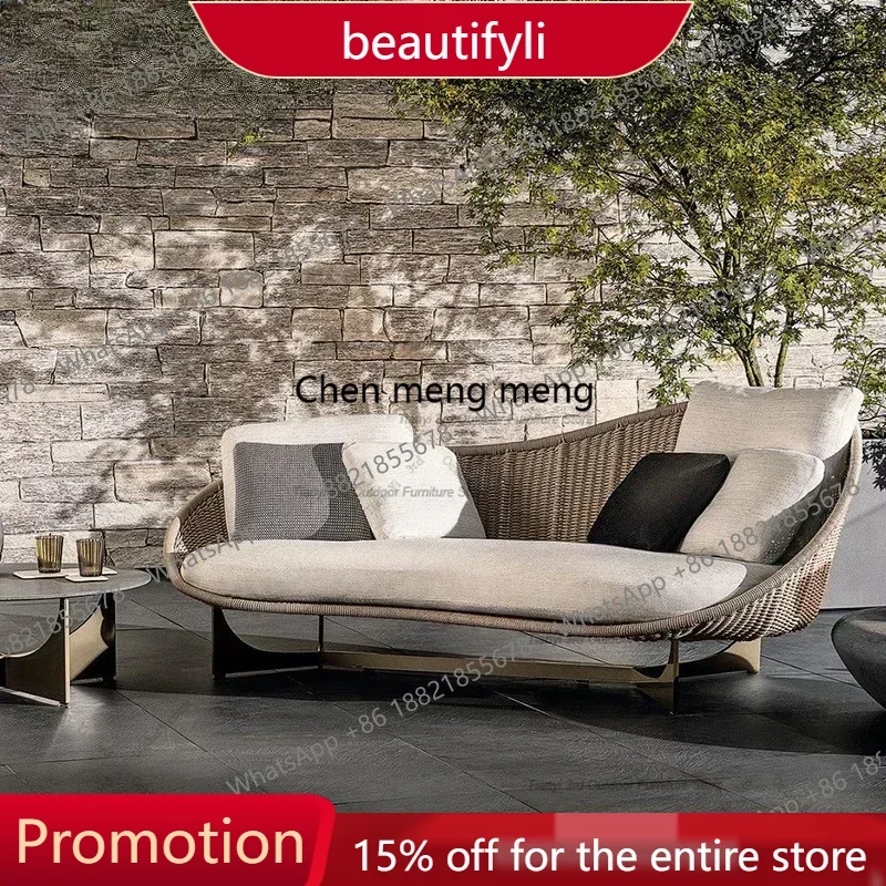 01A Nordic Waterproof and Sunscreen Rattan Weaving Garden Sofas Designer Simplicity Garden Sofas Art Outdoor Furniture Divano