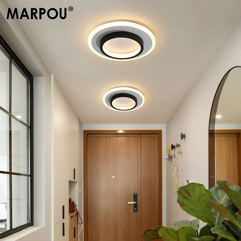 

MARPOU современный светодиодный потолочный светильник с 3 цветовыми температурами, запеченная эмаль, лампы для прихожей, балконные светильники, спальня, гостиная, 90 В-260 В