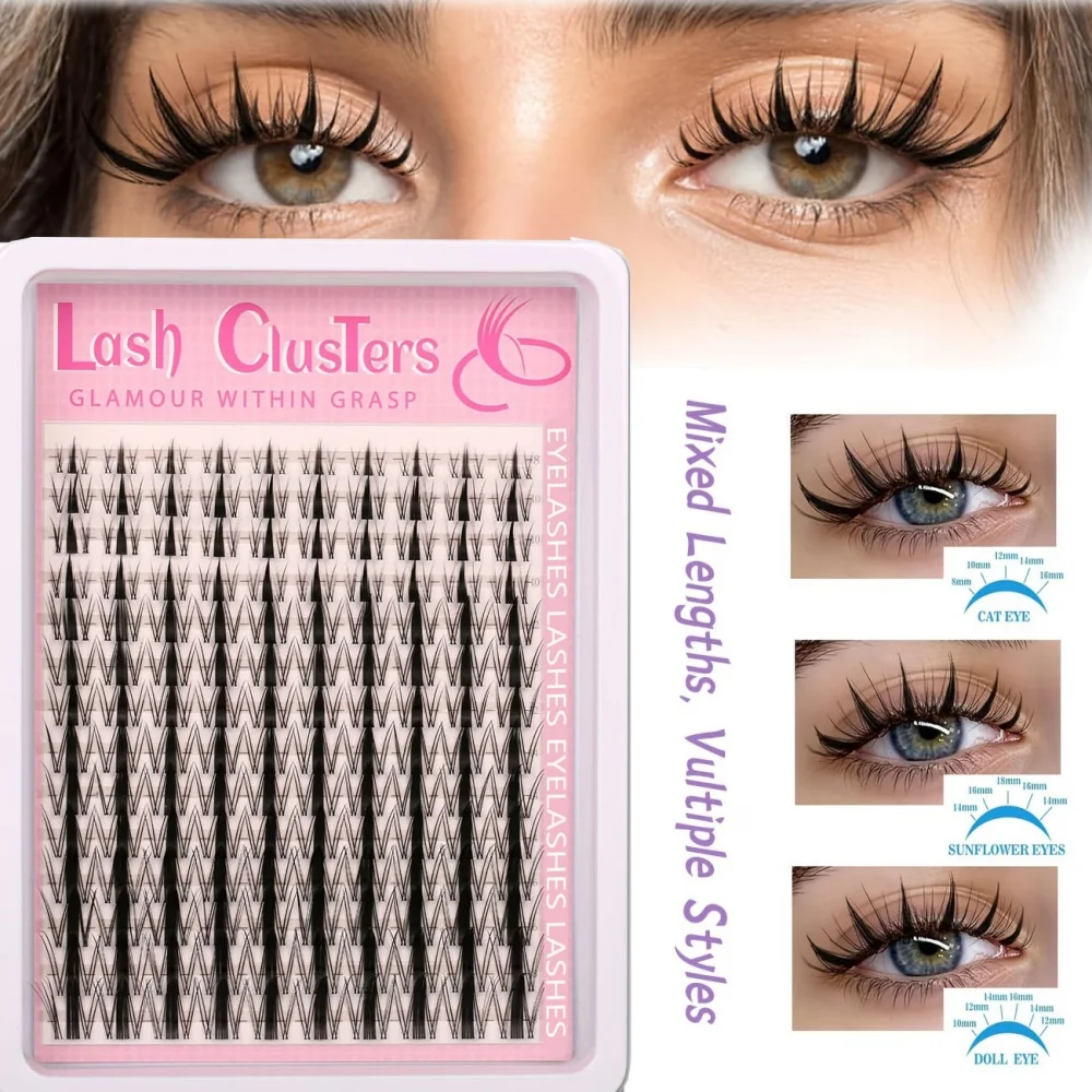 140 Stück Feenwimpern 8-18mm Segmentierte Künstliche Wimpern Natürlich Dick und Geschwungen Einfach für Anfänger – Detail 3