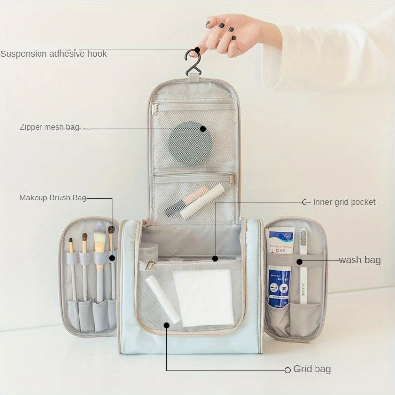 

Toiletry Bag Travel Cosmetic Make Up Organizer With Hanging Hook Portable Waterproof Bathroom Shower Bag Large Capacity Travel O