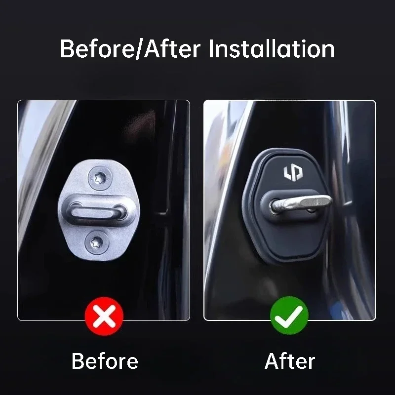 4Pcs Shock-Absorbing Silicone Car Door Lock Cover For Leapmotor C10 C11 C16 C01 B10 B01 T03 Anti Vibration Pad