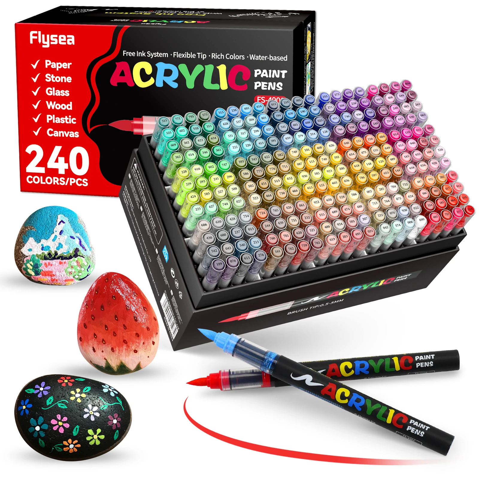 

Acrylic Paint Markers,Soft Brush Tip Acrylic Paint Pens,Quick-Drying Waterproof Ink, for Rock Painting Plastic Wood Canvas Glass