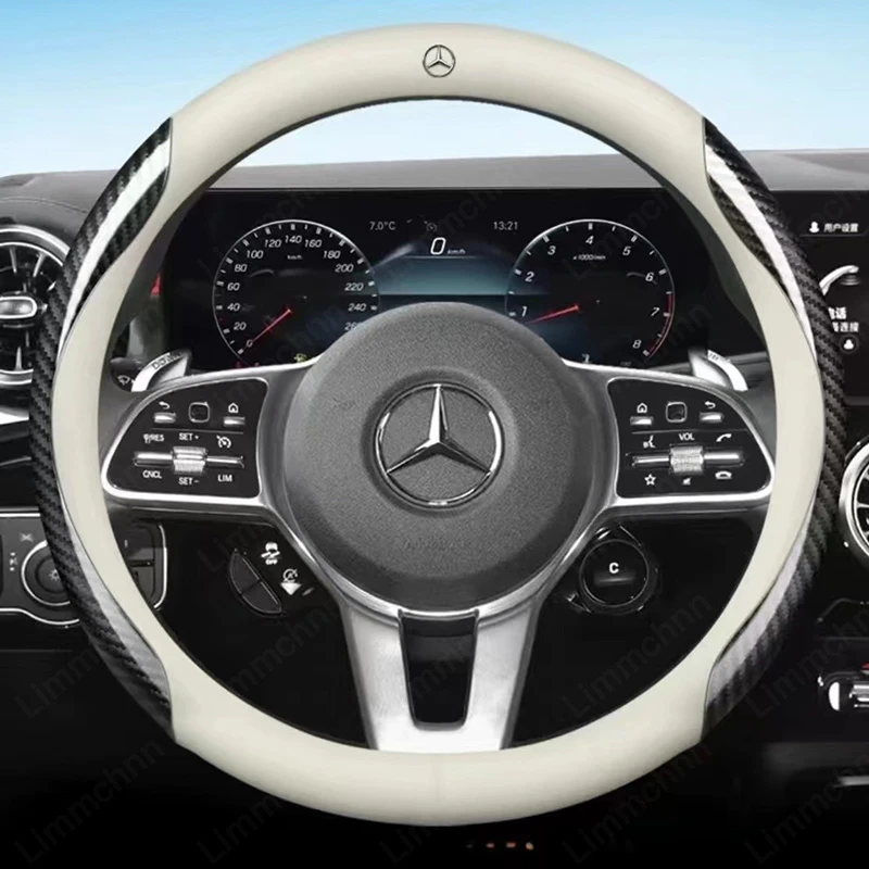 Car Logo Steering Wheel Cover For Mercedes Benz C180 C200 C260 C300 W108 W124 W126 W140 W168 W169 GLA Auto Emblem Accessories