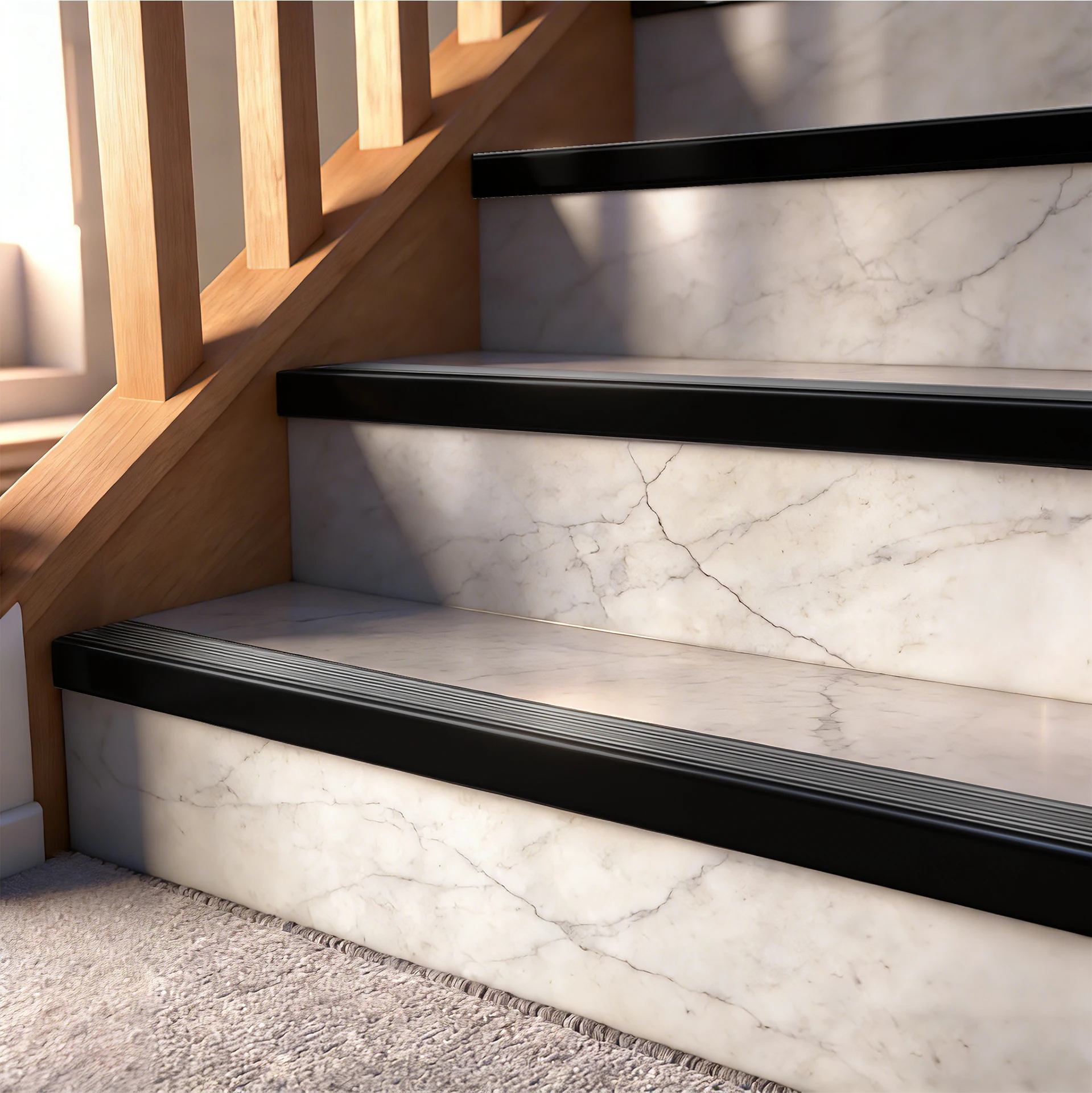 Aluminum Stair Edge Protector L-Shaped Non-Slip Anti-Slip Step Nosing Safety Strips Self-Adhesive for Home Office Outdoor Stairs