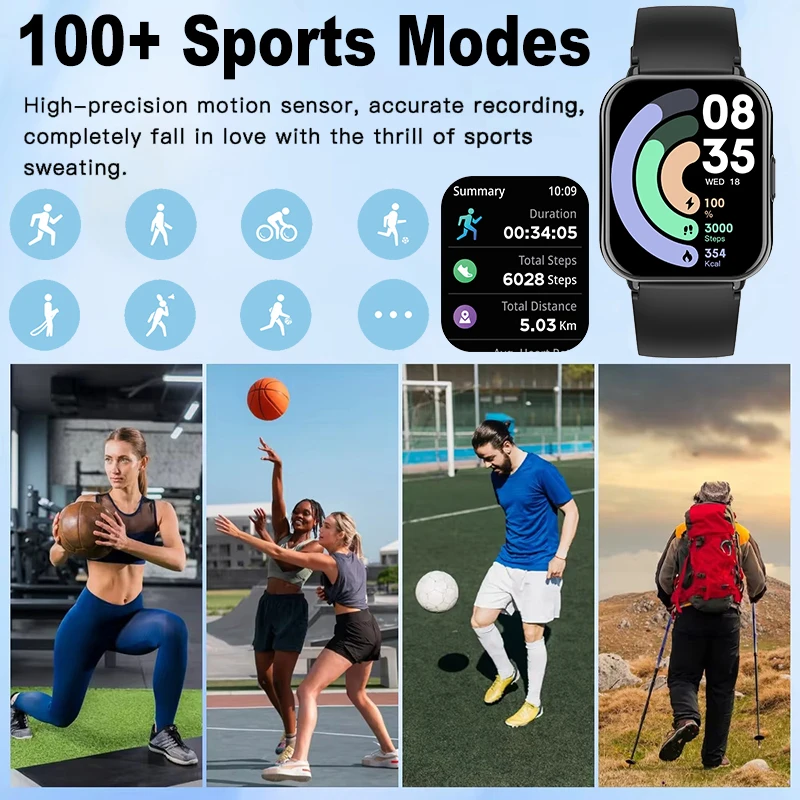New Global Version For Xiaomi Redmi Smart Watch 1.83'' Display Men Women 100+ Sports Mode Heart Rate Bluetooth Call Smart Watch