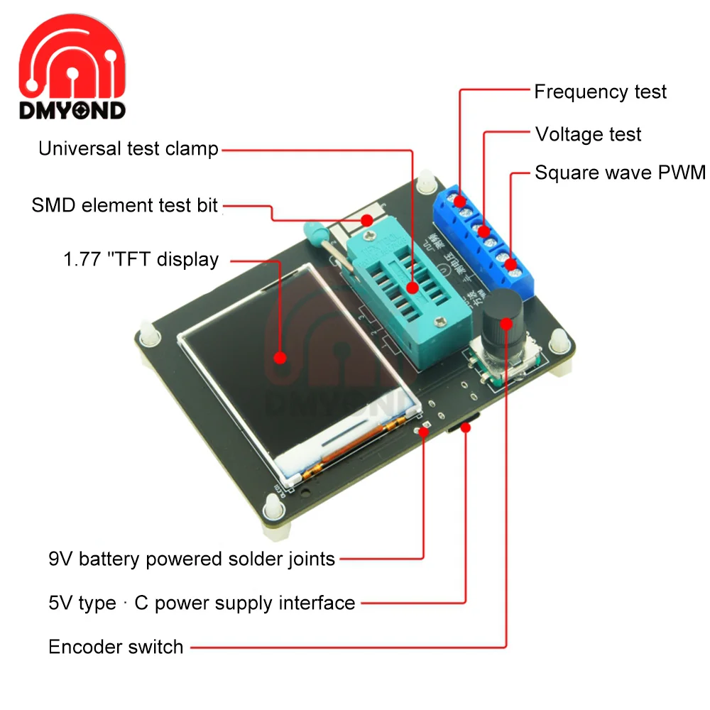 Yeni GM328 gm3transistor transistör test cihazı LCR diyot kapasite ESR gerilim frekans metre PWM DIY kiti tip-c şarj dijital Multimete