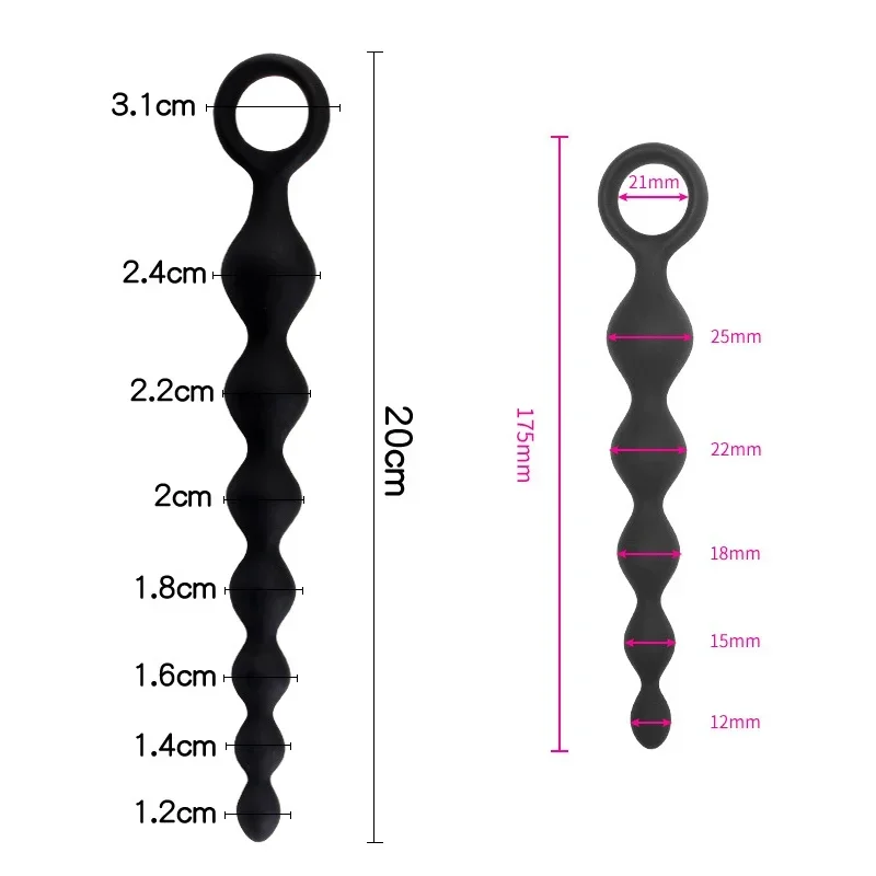 Bolas estimuladoras de próstata para hombres y mujeres adultos, tapón Anal de silicona de 20CM, 18 +, pareja, coqueteo, erótico Gay, Juguetes sexuales SM