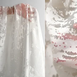 White Burnt Camouflage Yarn Jacquard Texture Micro Perspective Texture Dress for Han Clothing Designer Fabric