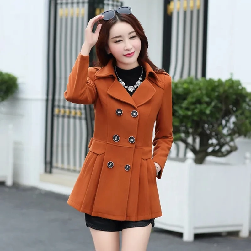 2023 Spring Autumn Wool Coats Women Slim Double Breasted Trench Coats Overcoat Long Female Windbreakers Outwear Cardigan Clothes