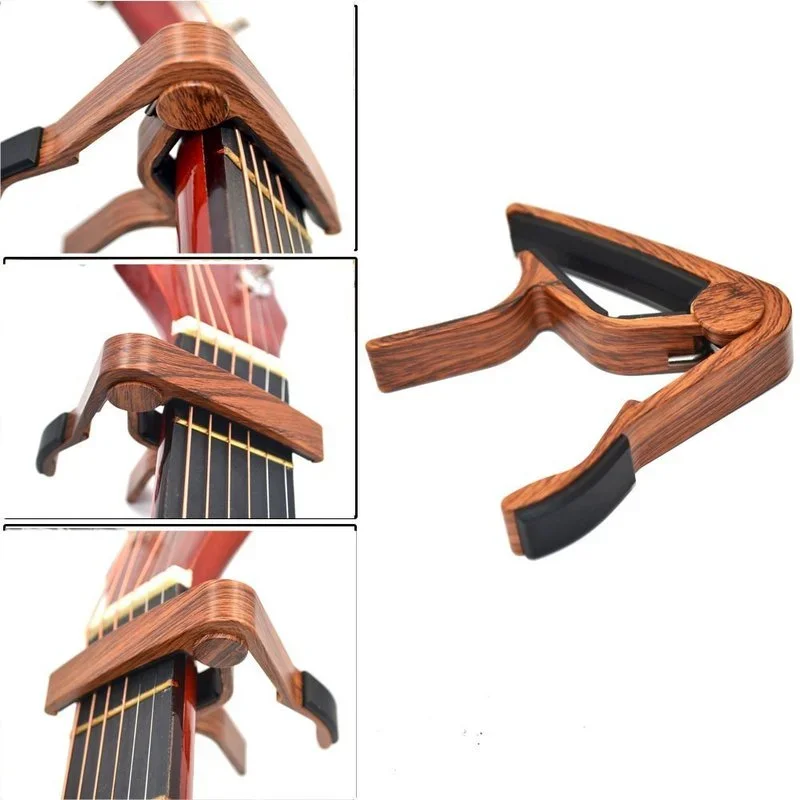 Guitar Ukulele Tuning Musical Instrument Accessories High Quality Metal Wood Grain Metal Guitar Capo Perfect Silicon Cushion