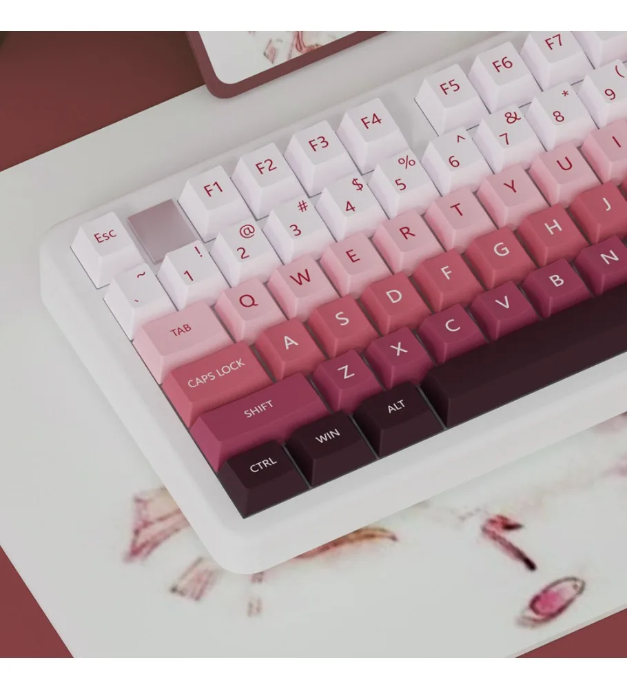 Rouge keycap original height PBT five-sided sublimation, suitable for customized JTK 98/87/75 mechanical keyboard